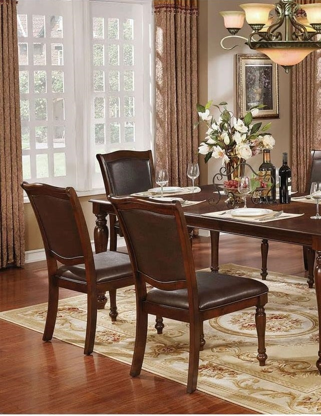 Luxurious Traditional Dining Chairs Brown Cherry Solid Wood Espressoseat Set Of 2Pc Side Chairs Turned Legs Kitchen Dining Room Cherry Brown Dining Room Traditional Dining Chairs Solid Back Solid