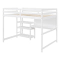 Full Size Wooden Loft Bed With Shelves, Desk And Writing Board White Full White Solid Wood Mdf