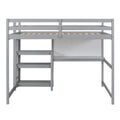 Full Size Wooden Loft Bed With Shelves, Desk And Writing Board Gray Full Gray Solid Wood Mdf