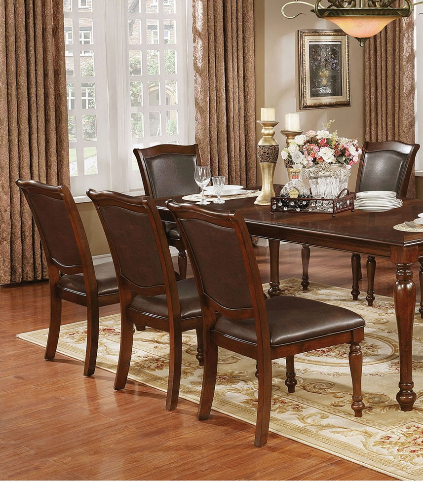 Luxurious Traditional Dining Chairs Brown Cherry Solid Wood Espressoseat Set Of 2Pc Side Chairs Turned Legs Kitchen Dining Room Cherry Brown Dining Room Traditional Dining Chairs Solid Back Solid
