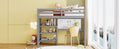 Twin Size Wooden Loft Bed With Shelves, Desk And Writing Board Gray Gray Solid Wood Mdf