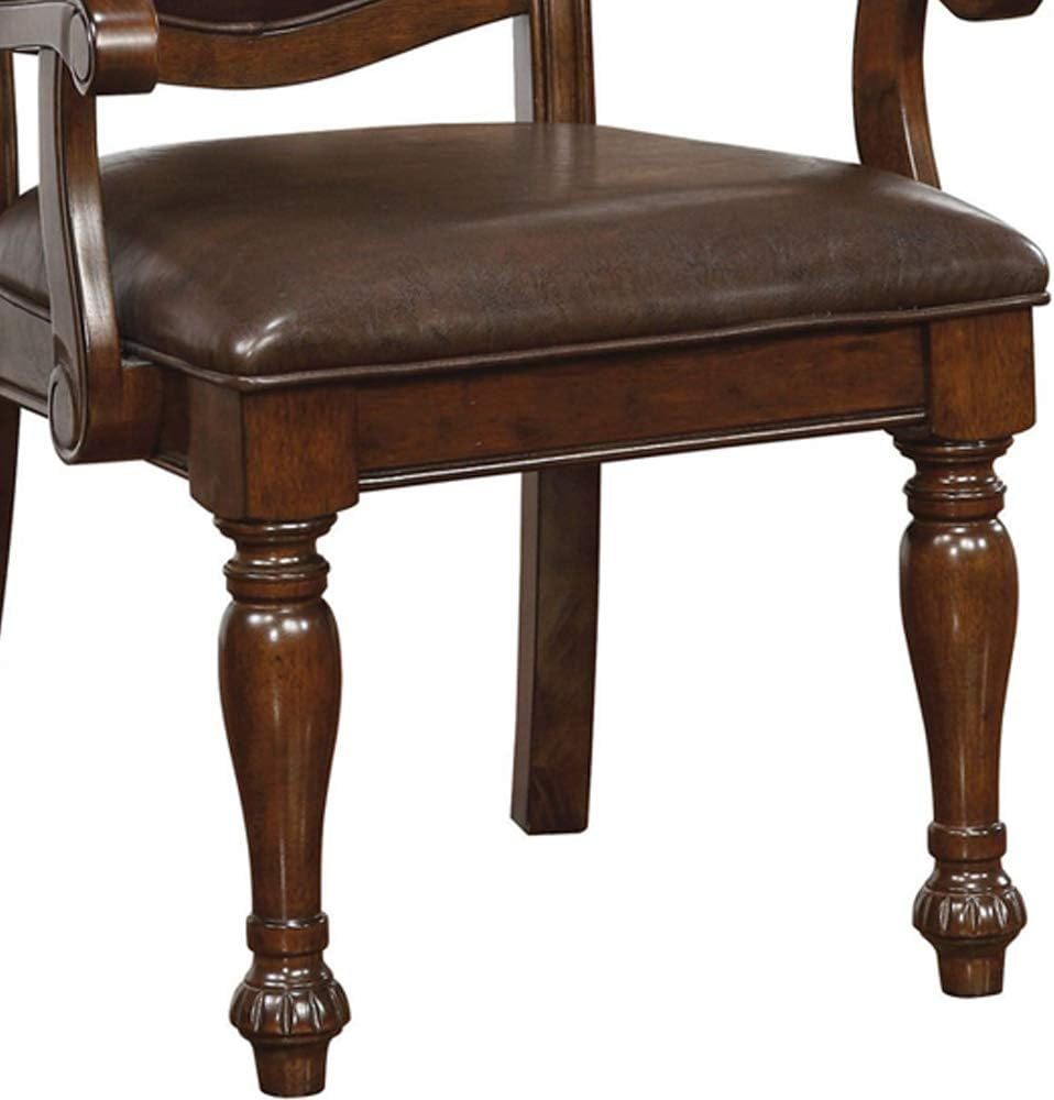 Glorious Classic Traditional Dining Chairs Cherry Solid Woodcushion Seat Set Of 2Pc Arm Chairs Turned Legs Kitchen Dining Room Cherry Brown Dining Room Traditional Arm Chair Solid Wood