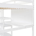 Full Size Wooden Loft Bed With Shelves, Desk And Writing Board White Full White Solid Wood Mdf