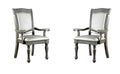 Glorious Classic Traditional Dining Chairs Gray Color Solid Woodcushion Seat Set Of 2Pc Arm Chairs Turned Legs Kitchen Dining Room Gray Gray Dining Room Traditional Arm Chair Solid Back Solid Wood