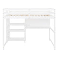 Full Size Wooden Loft Bed With Shelves, Desk And Writing Board White Full White Solid Wood Mdf