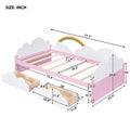 Twin Size Bed With Clouds And Rainbow Decor Pink White Plywood