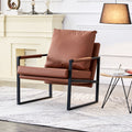 2 Piece Set Of Sofa Chairs. Pu Leather Armchair Modern Metal Frame Upholstered Armchair Super Thick Upholstered Backrest And Cushion Living Room Sofa Chair Brown Pu Leather Metal Frame Foam Sf 008 Brown Foam Pu