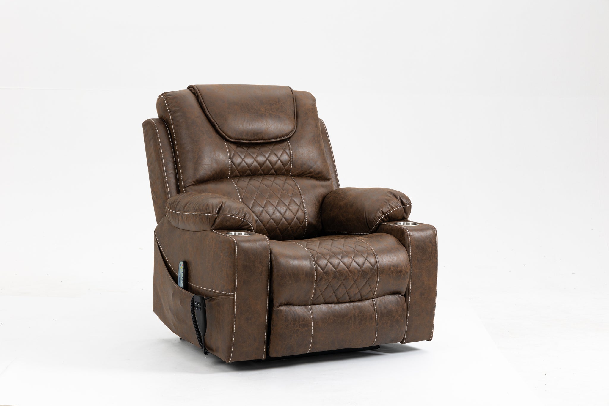 Lounge Chair Lift Chair Relax Sofa Chair Sitting Room Furniture Sitting Room Power Supply Elderly Electric Lounge Chair 180 Degree Lying Flat Brown Cotton Leather