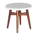 Contemporary Mid Century Accent Tables Natural Cherry Legs, White Silverstone Tops Classic Design With Modern Simplicity Cherry Solid Wood Mdf