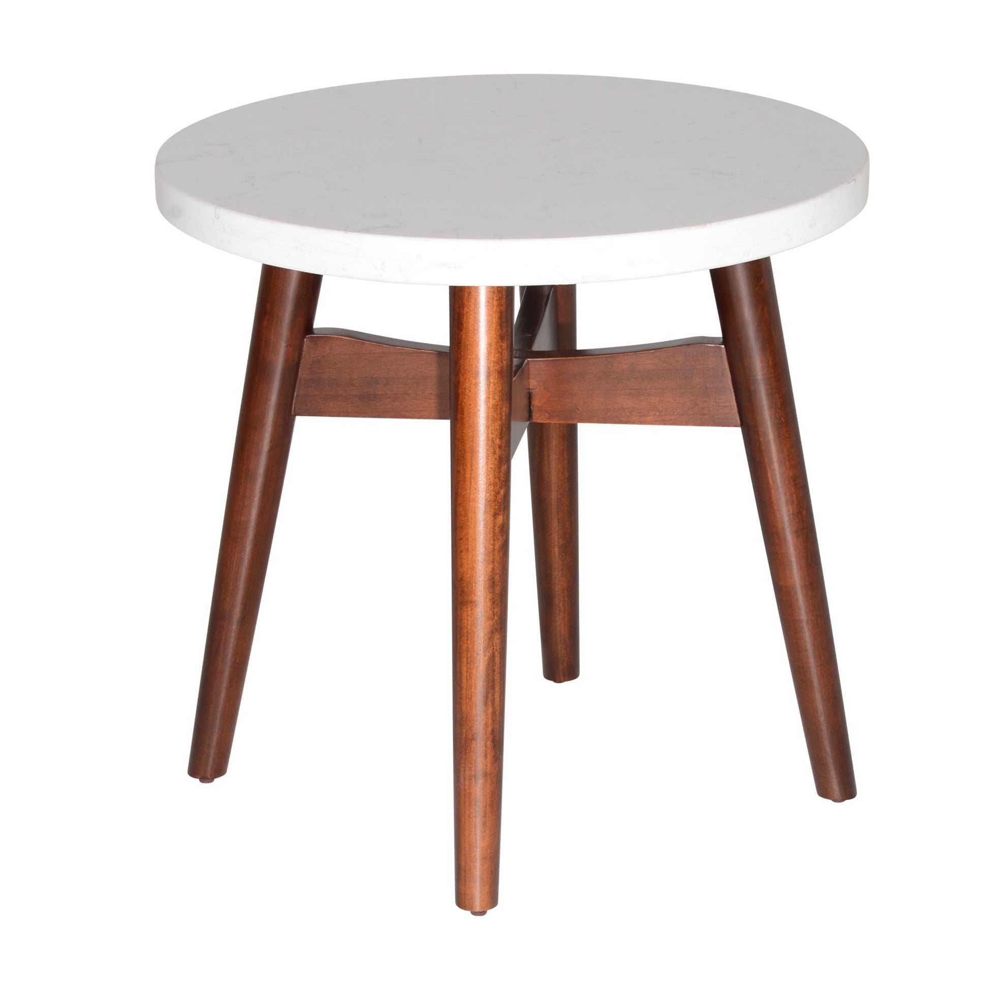 Contemporary Mid Century Accent Tables Natural Cherry Legs, White Silverstone Tops Classic Design With Modern Simplicity Cherry Solid Wood Mdf