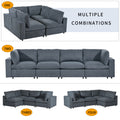 Upholstered Modular Sofa With Usb Charge Ports,Wireless Charging And Built In Bluetooth Speaker In Arm,Sectional Sofa For Living Room Apartment 4 Seater Gray Polyester 4 Seat