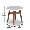 Contemporary Mid Century Accent Tables Natural Cherry Legs, White Silverstone Tops Classic Design With Modern Simplicity Cherry Solid Wood Mdf