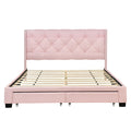 Queen Size Storage Bed Linen Upholstered Platform Bed With Two Drawers Pink Queen Pink Upholstered