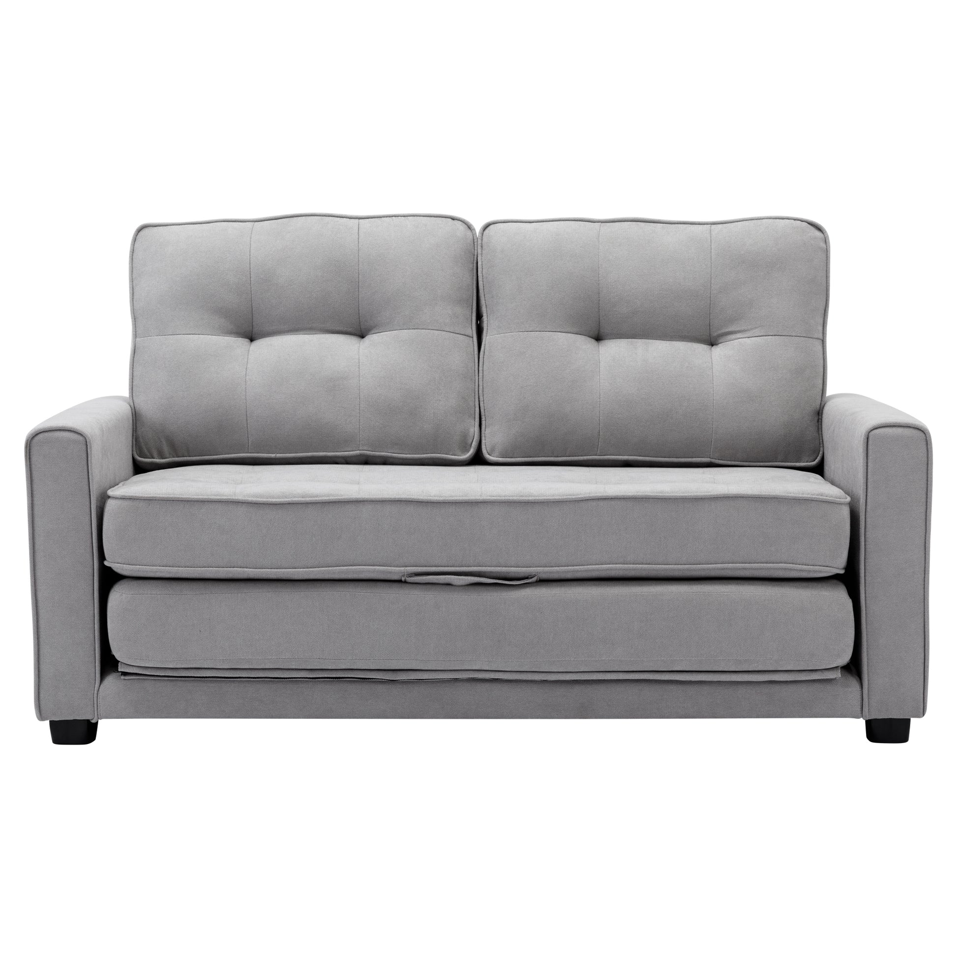 59.4" Loveseat Sofa With Pull Out Bed Modern Upholstered Couch With Side Pocket For Living Room Office, Grey Grey Chenille