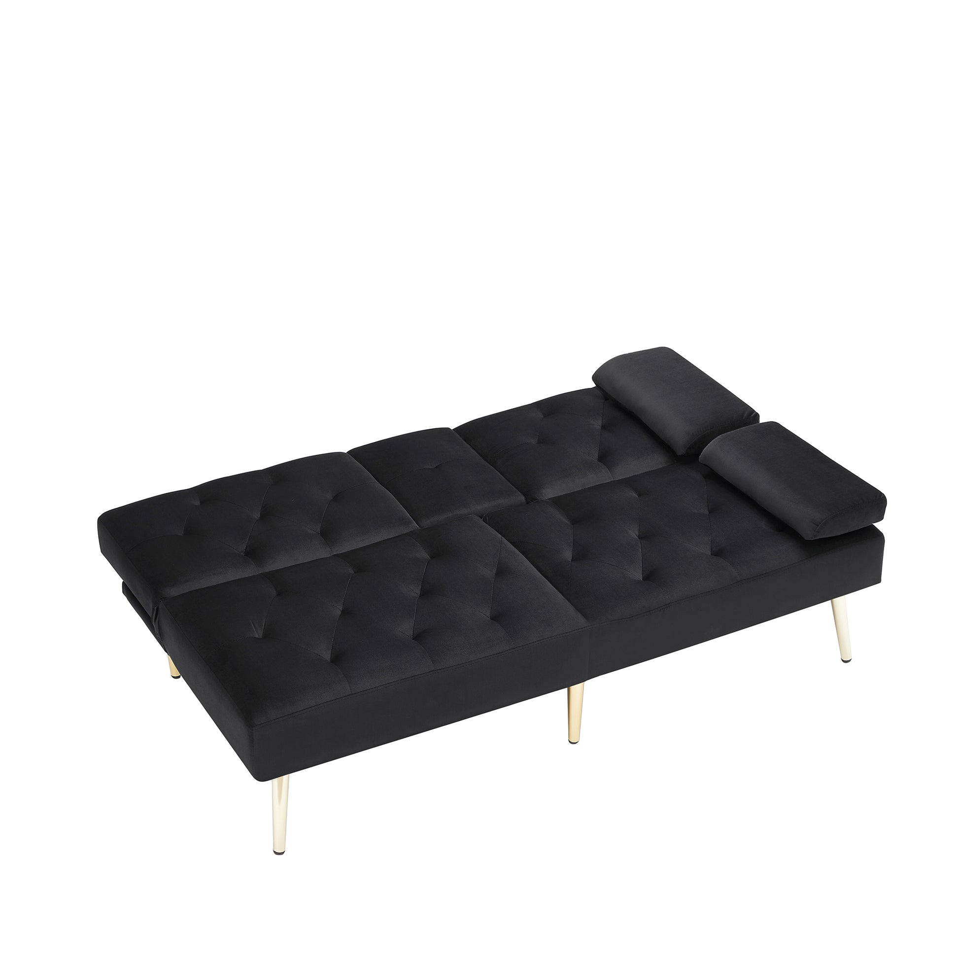 Black Velvet Sofa Bed Black Wood Tufted Back Armless Foam Velvet 2 Seat