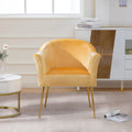 Velvet Accent Chair With Wood Frame, Modern Armchair Club Leisure Chair With Gold Metal Legs, Single Reading Chair For Living Room Bedroom Office Hotel Apartments Yellow Polyester Polyester