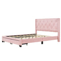 Queen Size Storage Bed Linen Upholstered Platform Bed With Two Drawers Pink Queen Pink Upholstered