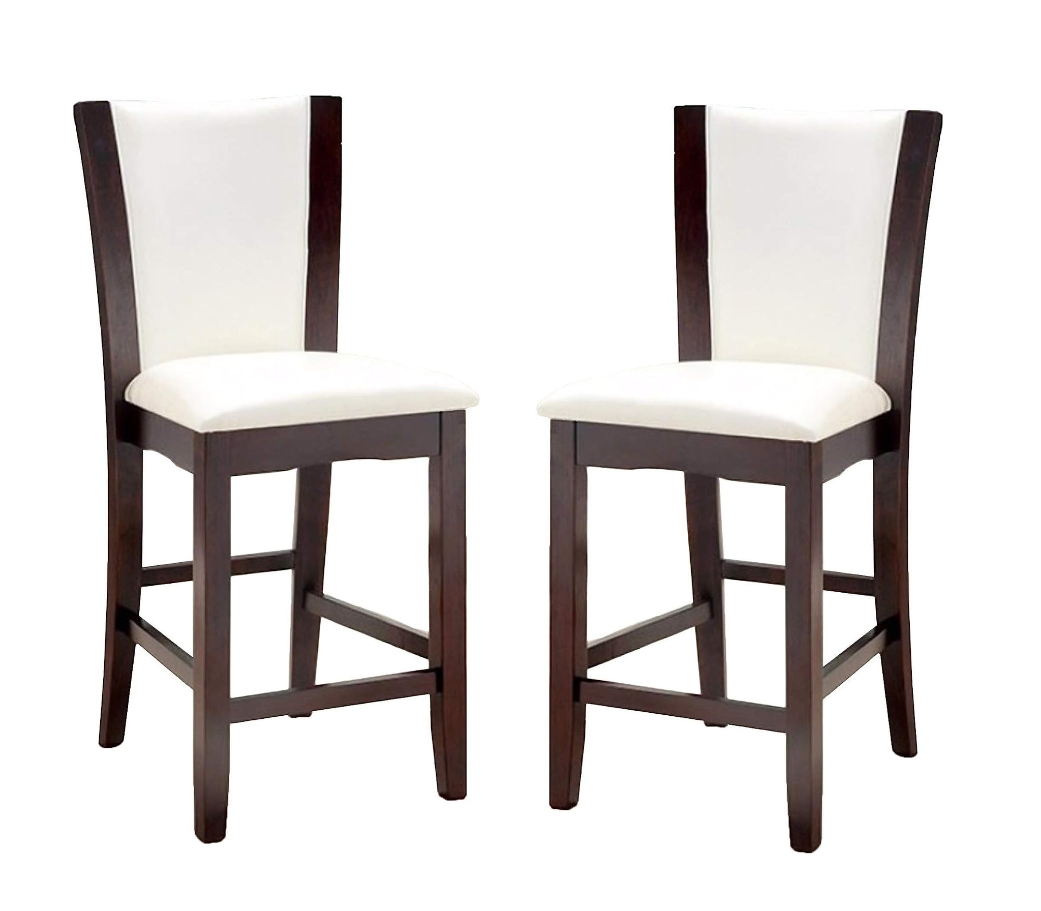 Style Comfort Contemporary 2pcs Counter Height Chairs white-brown-dining