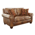 Rustic Leather Collection Loveseat Premium Construction, Nail Head Trim Maximum Comfort And Style Tan Foam Leather