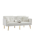 Cream White Velvet Futon Sofa Bed With Gold Metal Legs Cream White Velvet Wood Tufted Back Eucalyptus Square Arms Foam Velvet 2 Seat