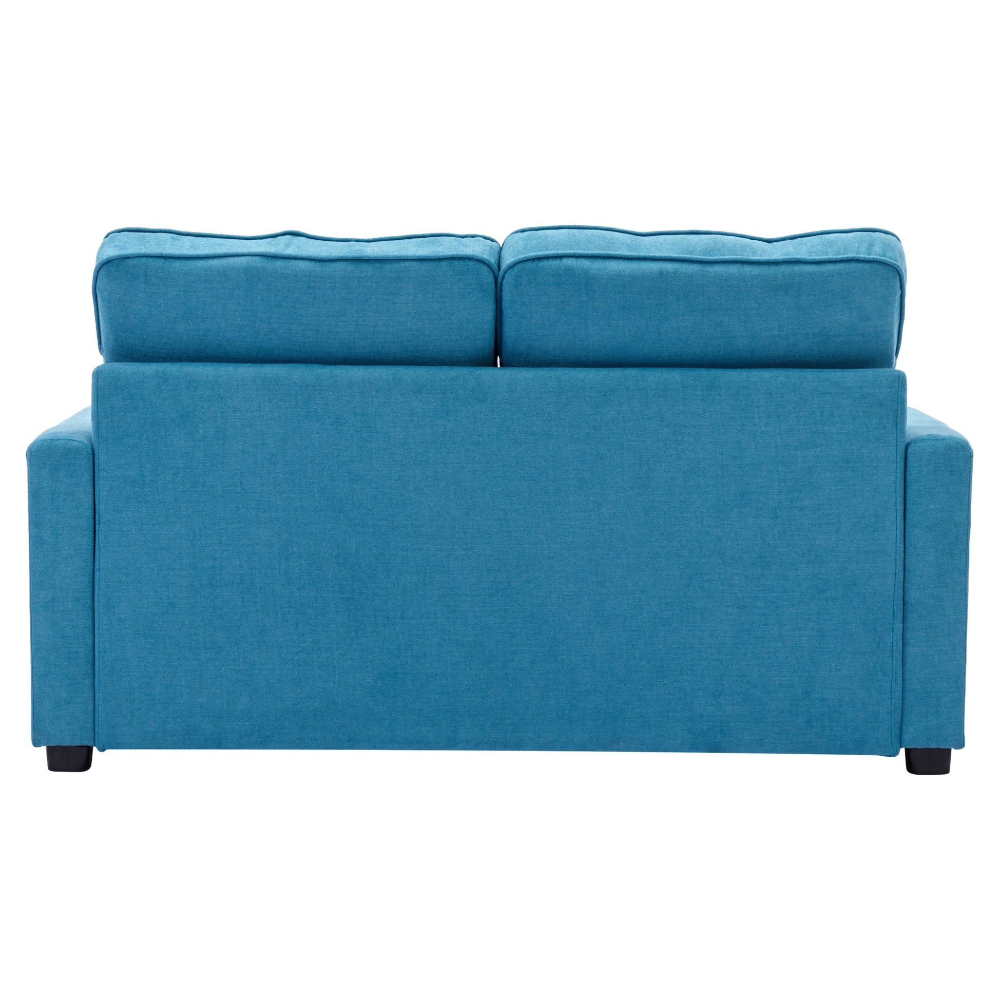 59.4" Loveseat Sofa With Pull Out Bed Modern Upholstered Couch With Side Pocket For Living Room Office, Blue Blue Chenille