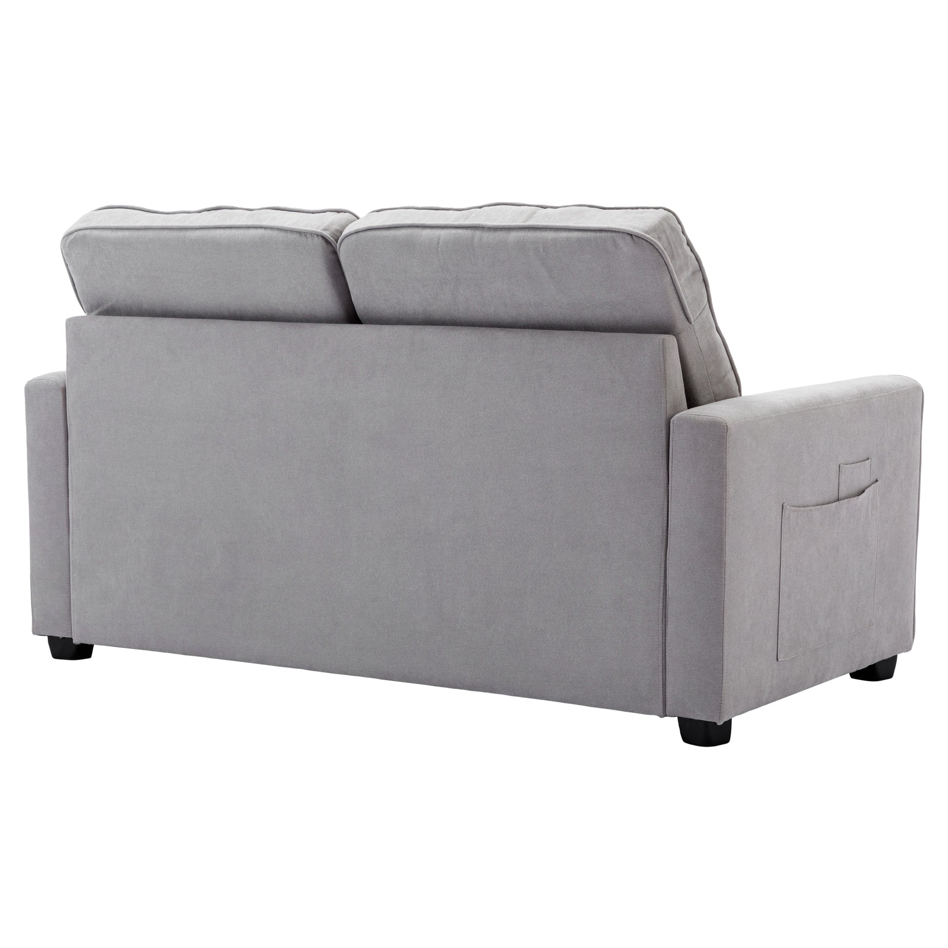 59.4" Loveseat Sofa With Pull Out Bed Modern Upholstered Couch With Side Pocket For Living Room Office, Grey Grey Chenille