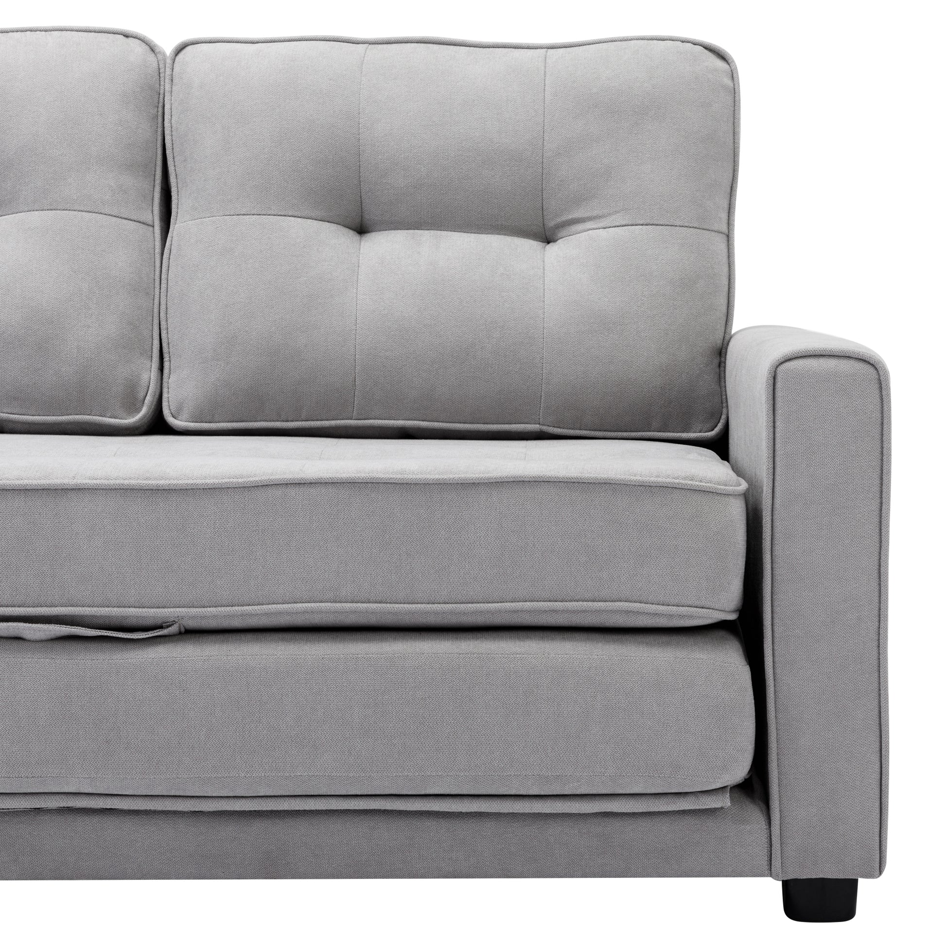 59.4" Loveseat Sofa With Pull Out Bed Modern Upholstered Couch With Side Pocket For Living Room Office, Grey Grey Chenille