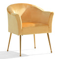 Velvet Accent Chair With Wood Frame, Modern Armchair Club Leisure Chair With Gold Metal Legs, Single Reading Chair For Living Room Bedroom Office Hotel Apartments Yellow Polyester Polyester