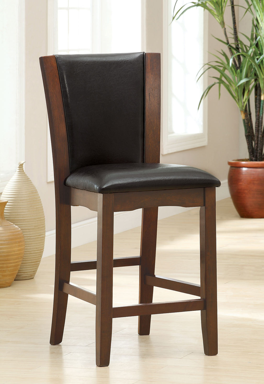 Style Comfort Contemporary 2pcs Counter Height Chairs brown-brown-dining