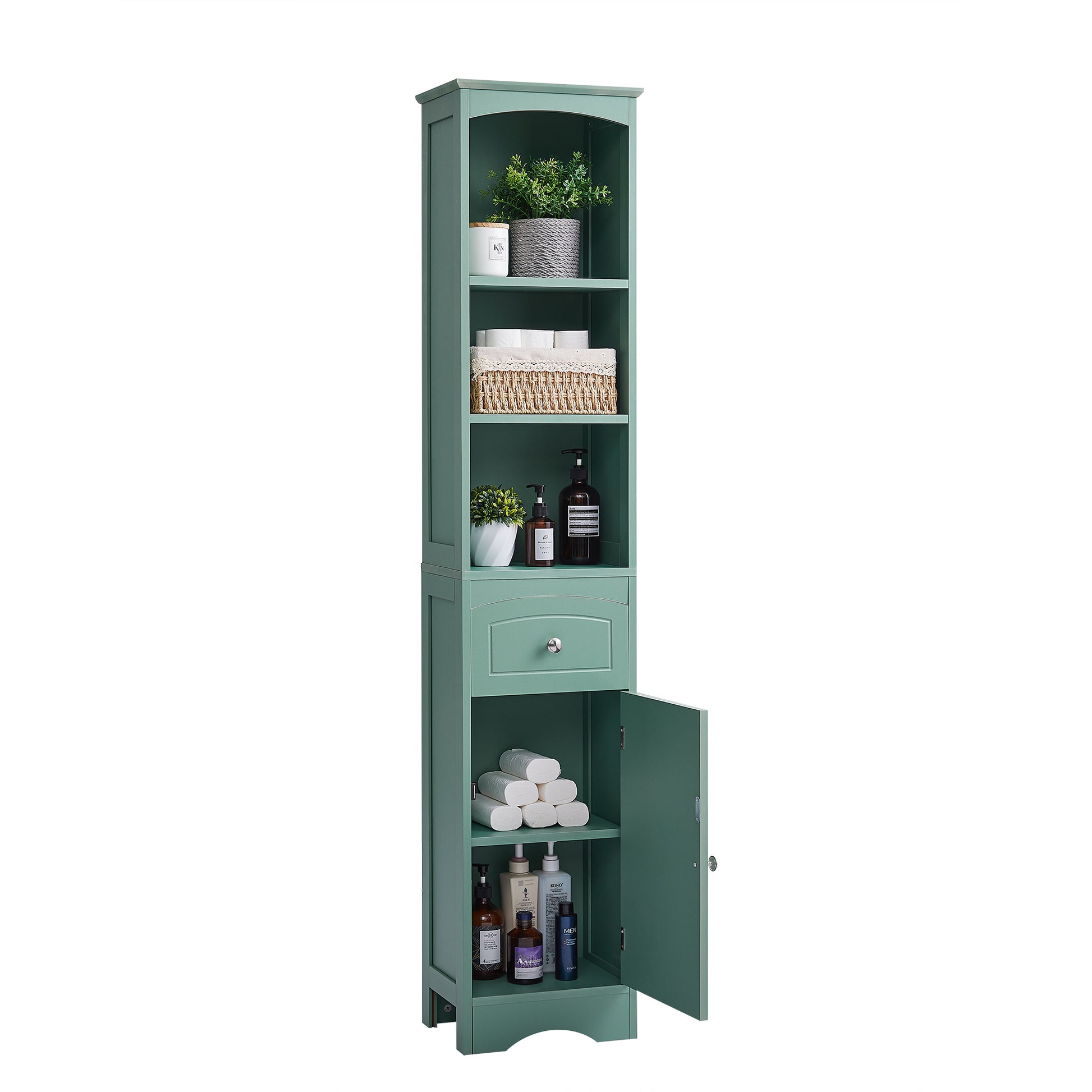 Tall Bathroom Cabinet, Freestanding Storage Cabinet green-mdf