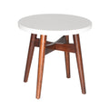 Contemporary Mid Century Accent Tables Natural Cherry Legs, White Silverstone Tops Classic Design With Modern Simplicity Cherry Solid Wood Mdf