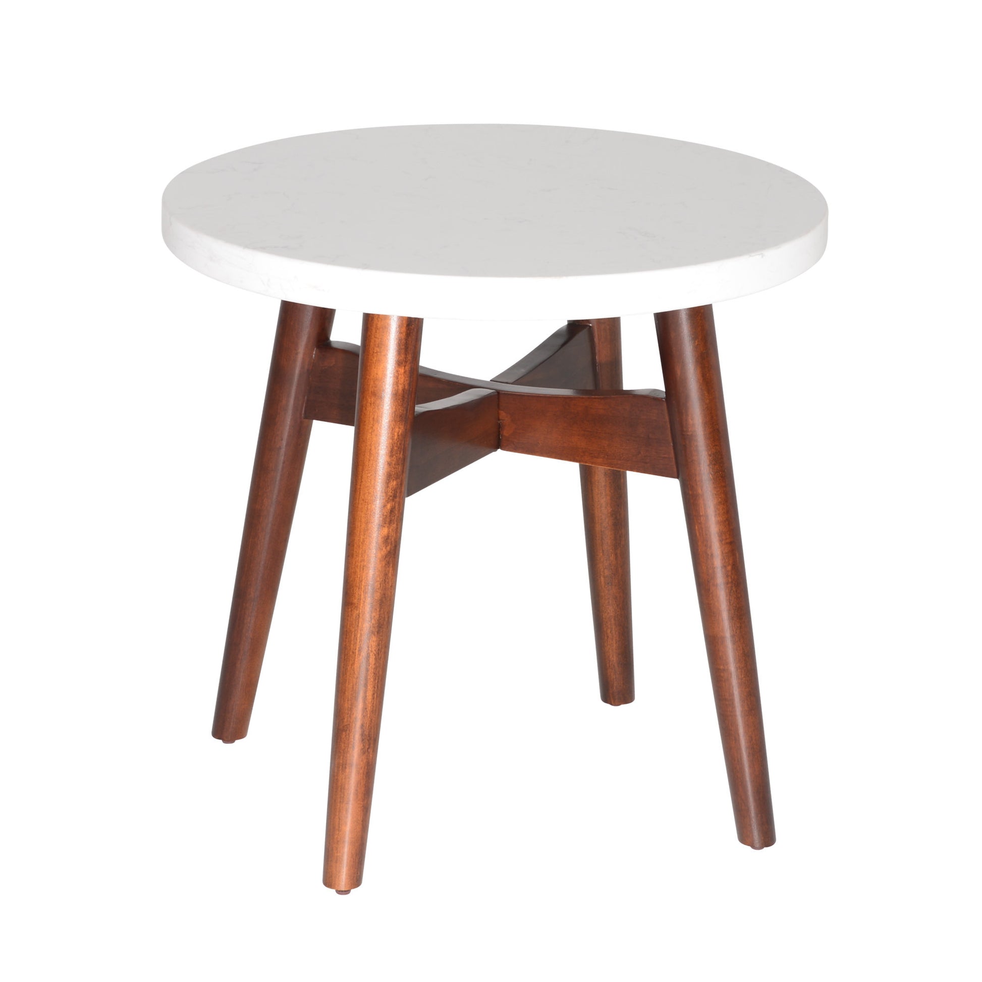 Contemporary Mid Century Accent Tables Natural Cherry Legs, White Silverstone Tops Classic Design With Modern Simplicity Cherry Solid Wood Mdf