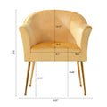 Velvet Accent Chair With Wood Frame, Modern Armchair Club Leisure Chair With Gold Metal Legs, Single Reading Chair For Living Room Bedroom Office Hotel Apartments Yellow Polyester Polyester