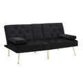 Black Velvet Sofa Bed Black Wood Tufted Back Armless Foam Velvet 2 Seat