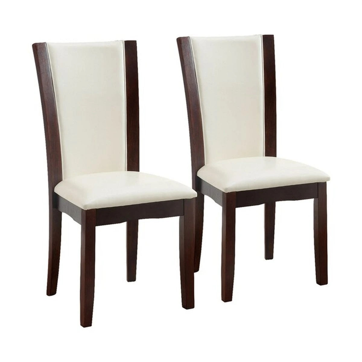 Style Comfort Contemporary 2pcs Side Chairs Dark white-brown-dining