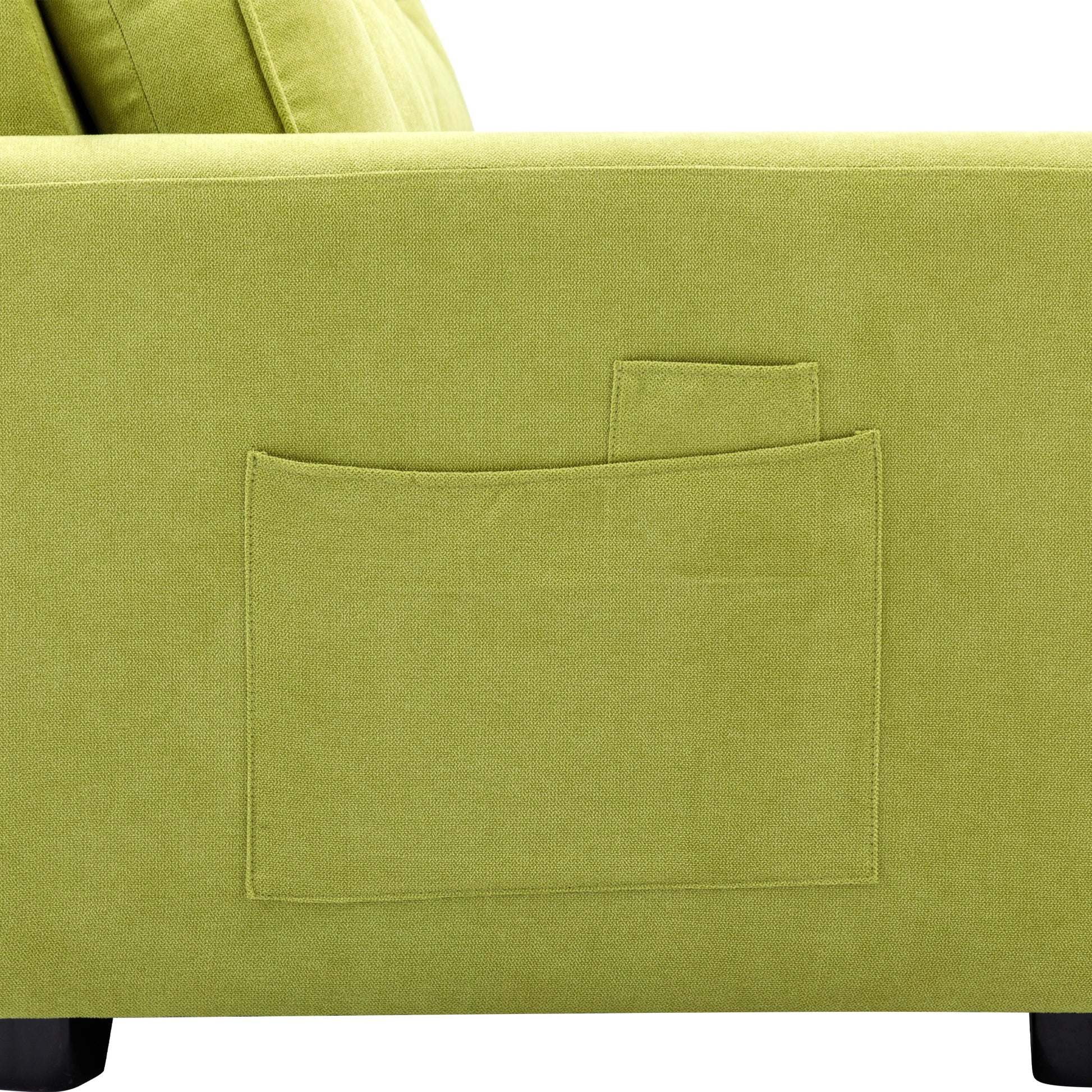 59.4" Loveseat Sofa With Pull Out Bed Modern Upholstered Couch With Side Pocket For Living Room Office, Green Green Chenille