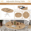 5 Piece Retro Functional Dining Table Set Wood Round Extendable Dining Table And 4 Upholstered Dining Chairs Off White Off White Solid Wood