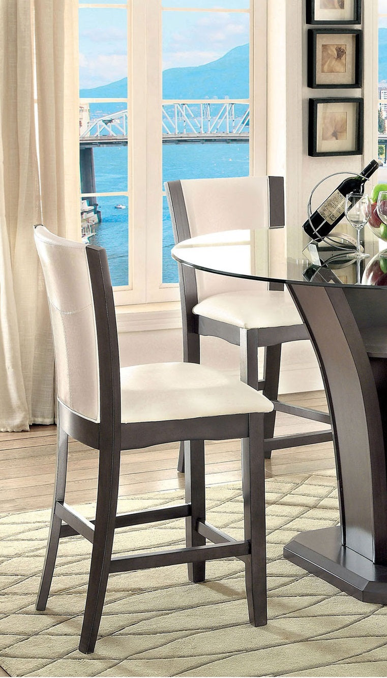 Style Comfort Contemporary 2pcs Counter Height Chairs white+gray-gray-dining