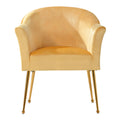 Velvet Accent Chair With Wood Frame, Modern Armchair Club Leisure Chair With Gold Metal Legs, Single Reading Chair For Living Room Bedroom Office Hotel Apartments Yellow Polyester Polyester