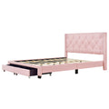 Queen Size Storage Bed Linen Upholstered Platform Bed With Two Drawers Pink Queen Pink Upholstered