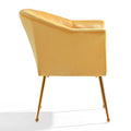 Velvet Accent Chair With Wood Frame, Modern Armchair Club Leisure Chair With Gold Metal Legs, Single Reading Chair For Living Room Bedroom Office Hotel Apartments Yellow Polyester Polyester