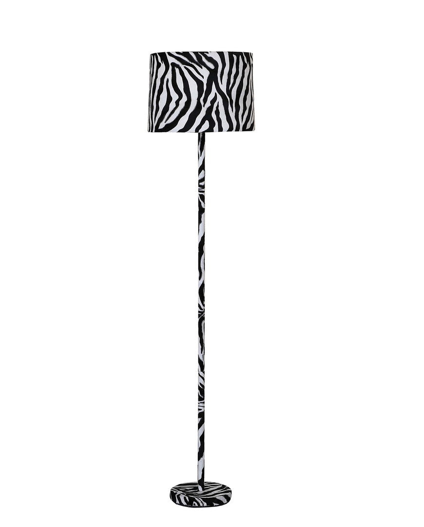 59" Faux Suede Zebra Print Floor Lamp Multicolor Metal