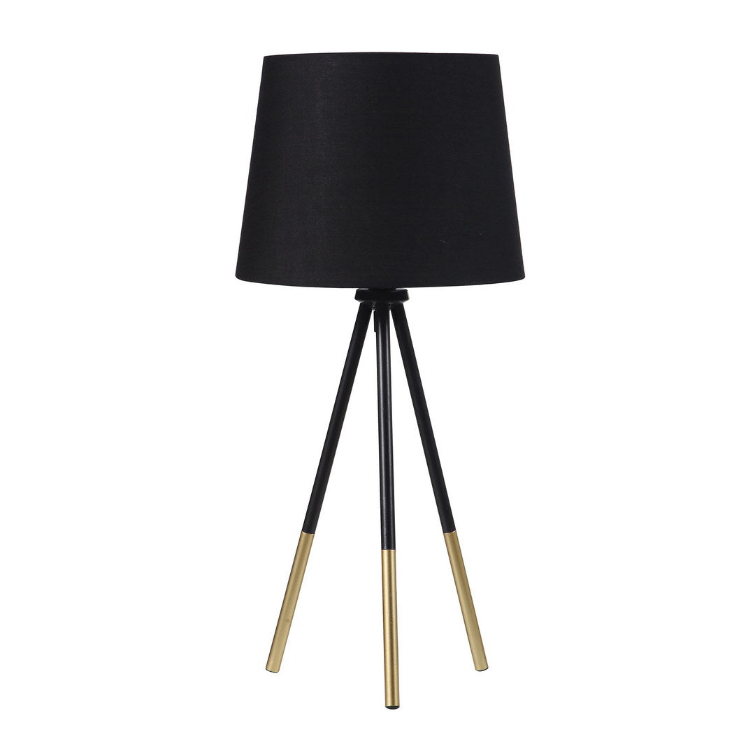 20" Tripod Leg Metal Table Lamp" Devon", Matte Black Gold Metal Black Metal