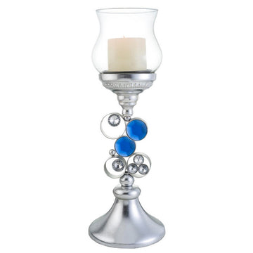 18" Tall Polyresin" Dazzle" Candleholder, Silver Finish Silver Polyresin