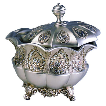 8" Tall Polyresin Decorative Jewelry Box, Silver Royal Design Silver Polyresin