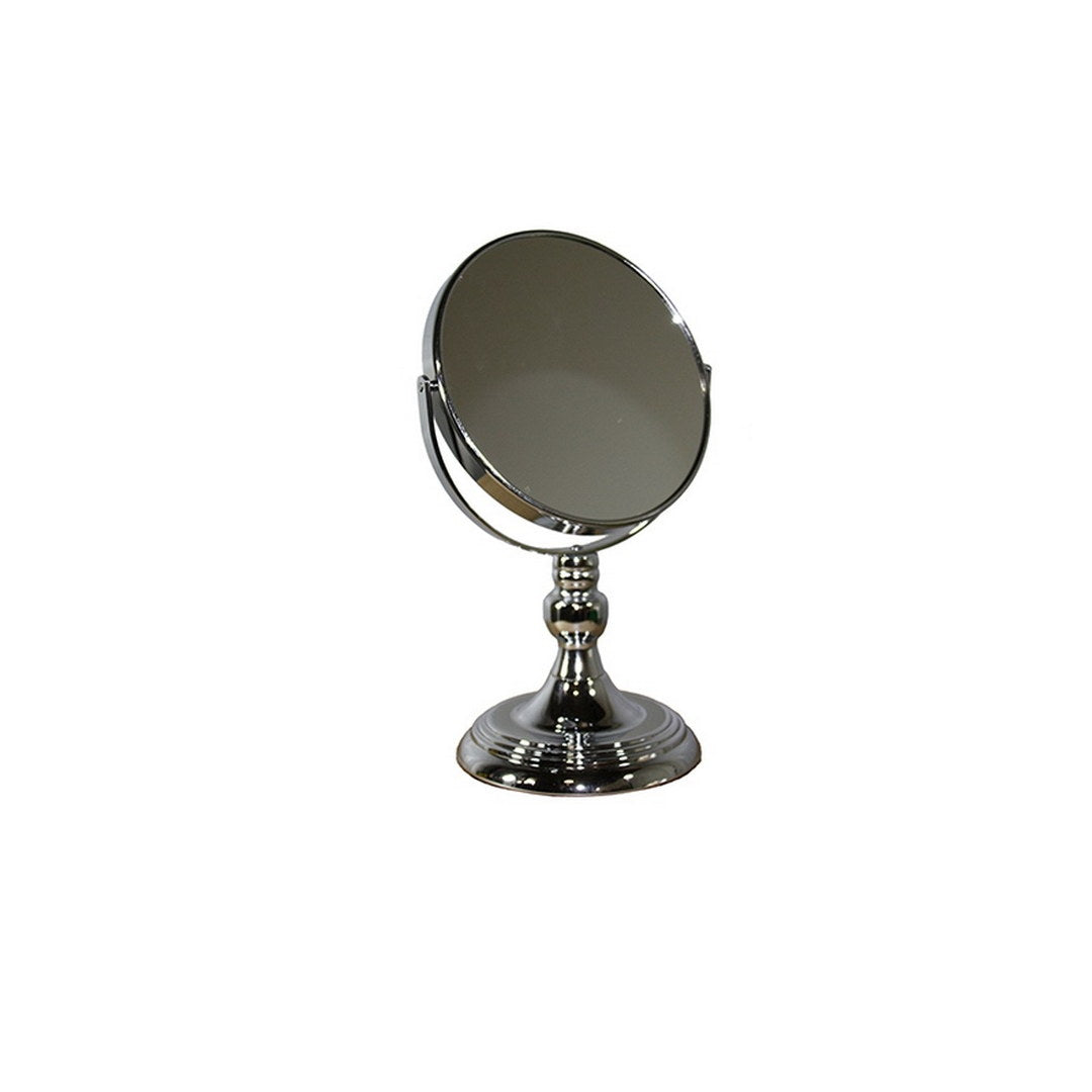 6.5" Diameter Chrome Make Up Mirror, X5 Magnification, Silver Finish Silver Metal