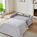 Modern Linen Convertible Loveseat Sleeper Sofa Couch With Adjustable Backrest, 2 Seater Sofa With Pull Out Bed With 2 Lumbar Pillows For Small Living Room & Apartment Grey Polyester