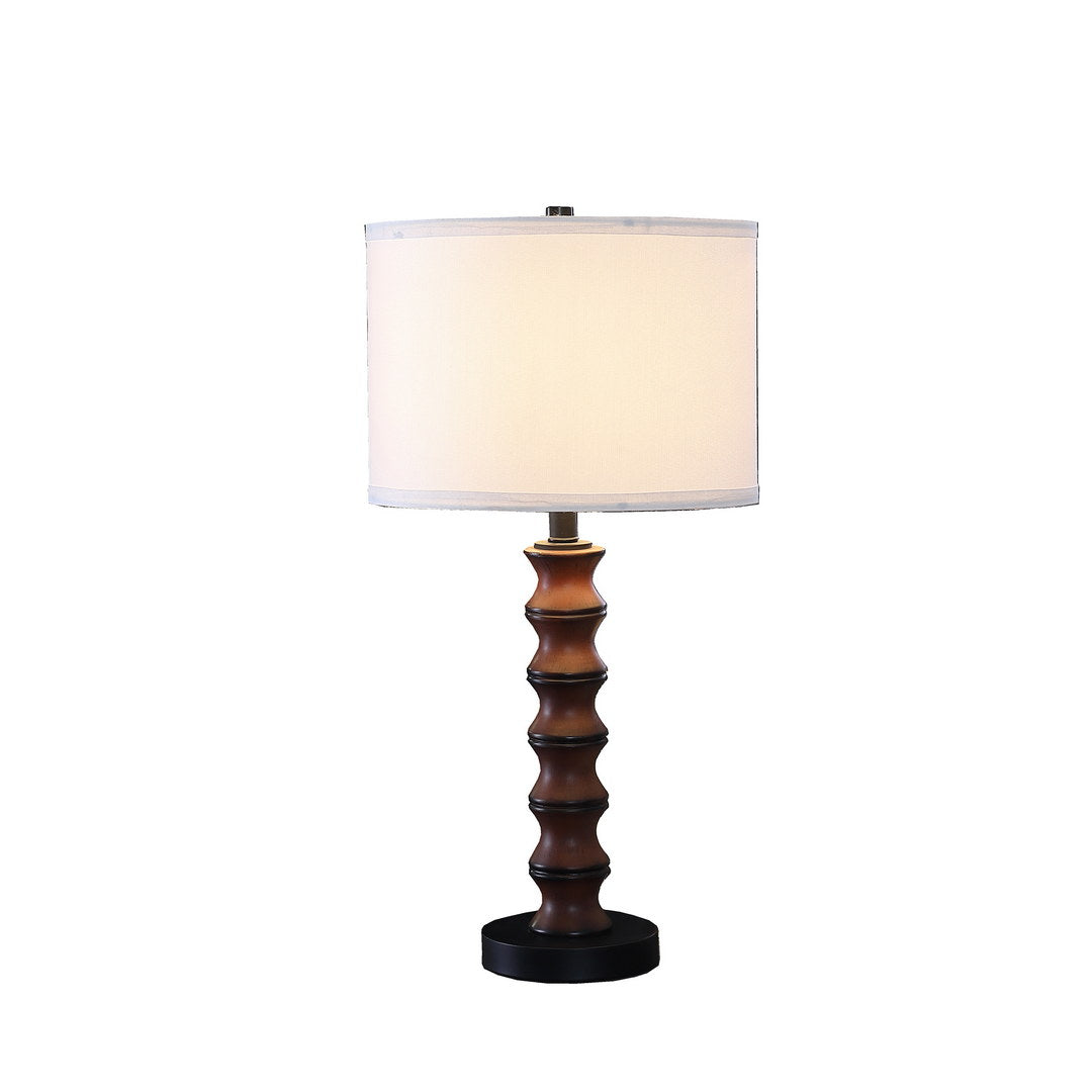 27.5" In Coastal Littoral Wood Insp Modern Table Lamp Cherry Polyresin