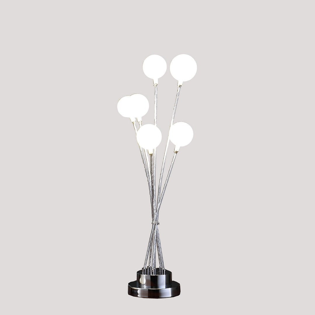 27.5" In 6 Light Acrylic Globe Aluminun Led Chrysanthe silver-metal