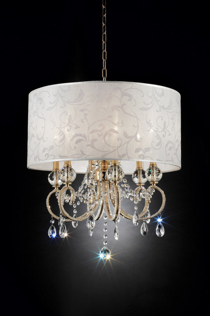 24.5" Tall Metal Ceiling Lamp "Aurora", Brass Gold And Crystal Accents Multicolor Metal